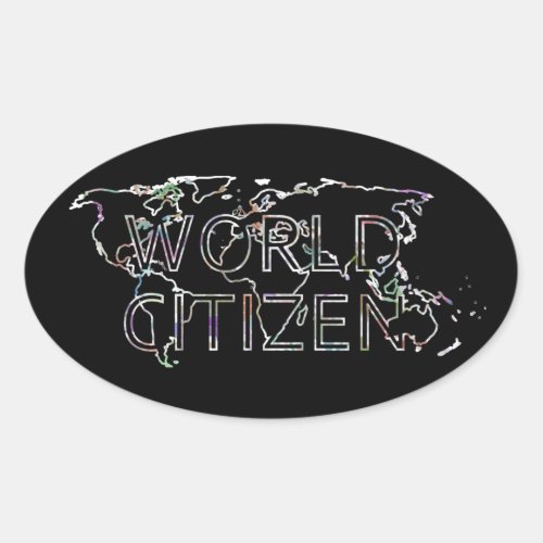 World Citizen _ Map Oval Sticker