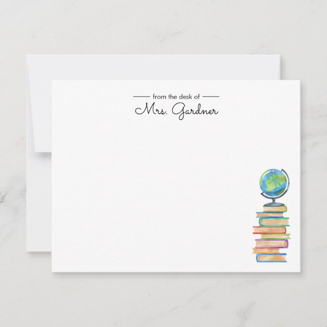 World Class Bookworm | Personalized Teacher Note Card (Front)