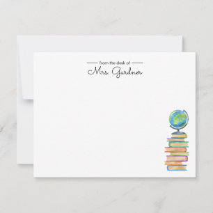 World Class Bookworm Personalized Teacher Note Card
