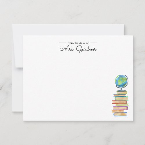 World Class Bookworm  Personalized Teacher Note Card