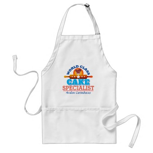 World Class CAKE Specialist Accolade in Blue Text Adult Apron