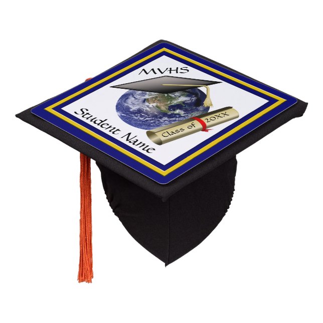 World Class Graduation - Cap and Golden Diploma (Angled)