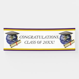 World Class Graduation - Cap and Golden Diploma Banner