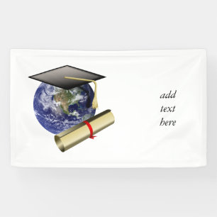 World Class Graduation - Cap and Golden Diploma Banner