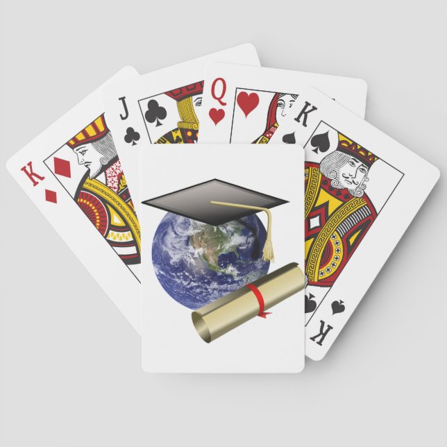World Class Graduation - Cap and Golden Diploma Poker Cards (Back)