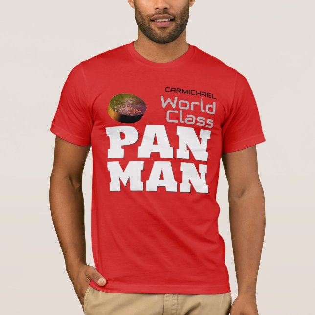 World Class Pan Man on RED T-Shirt (Front)