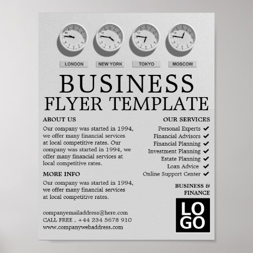 World Clocks Business  Finance Advertising Poster