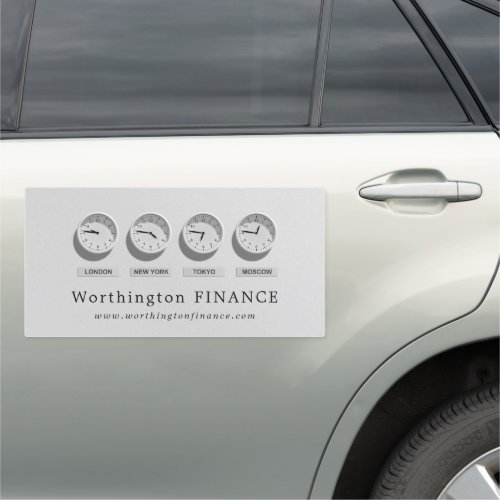 World Clocks Business  Finance Car Magnet