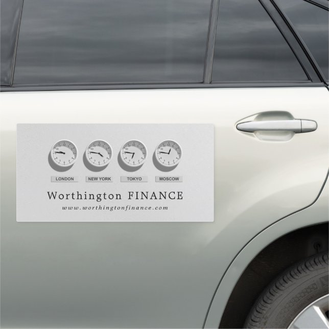 World Clocks, Business & Finance Car Magnet (In Situ)