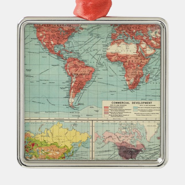 World commerce Map Metal Ornament (Front)