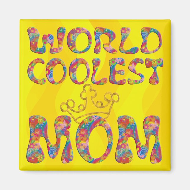 World Coolest Mom | yellow waves Magnet (Front)