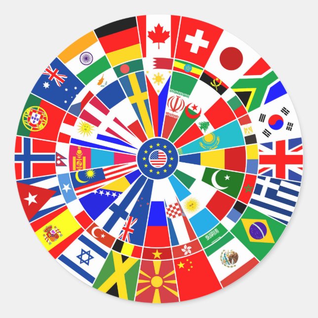 world country flag darts board game travel bulls-e classic round sticker (Front)