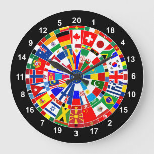 world country flag darts board game travel bulls-e large clock