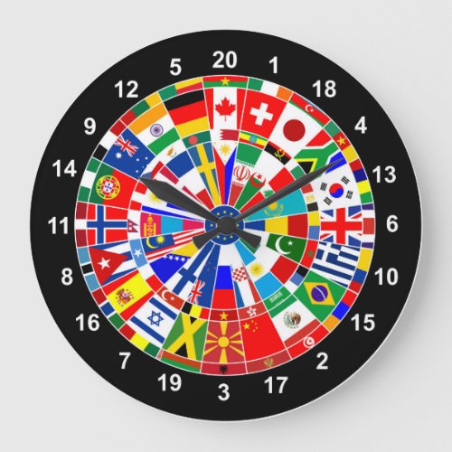 world country flag darts board game travel bulls_e large clock