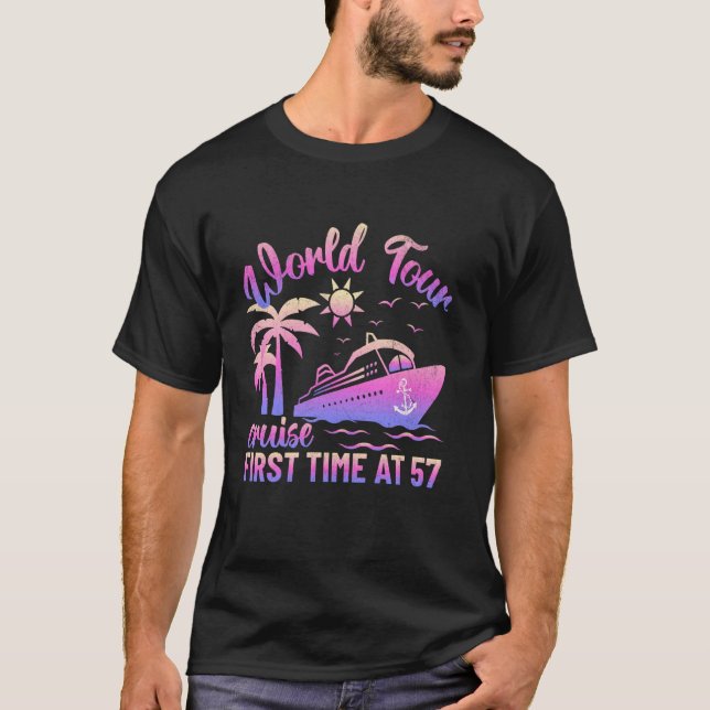 World Cruise First Time At 57 Crusing Family Match T-Shirt (Front)