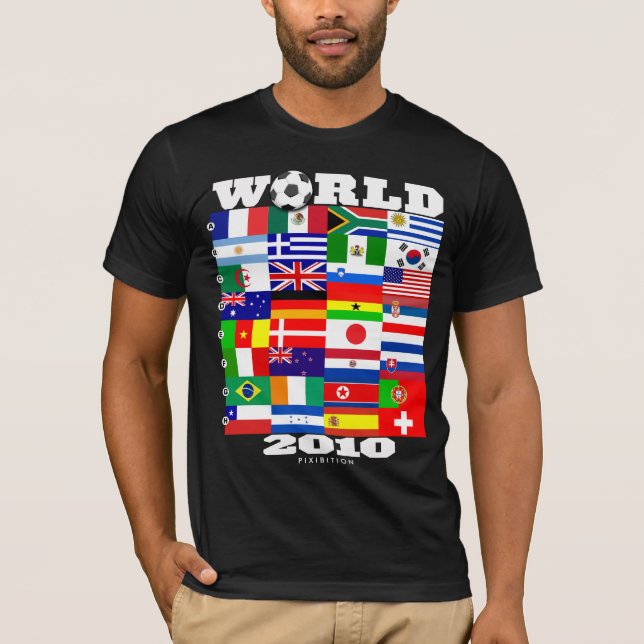 World Cup 2010 Flag Group A-H Black T-Shirt (Front)