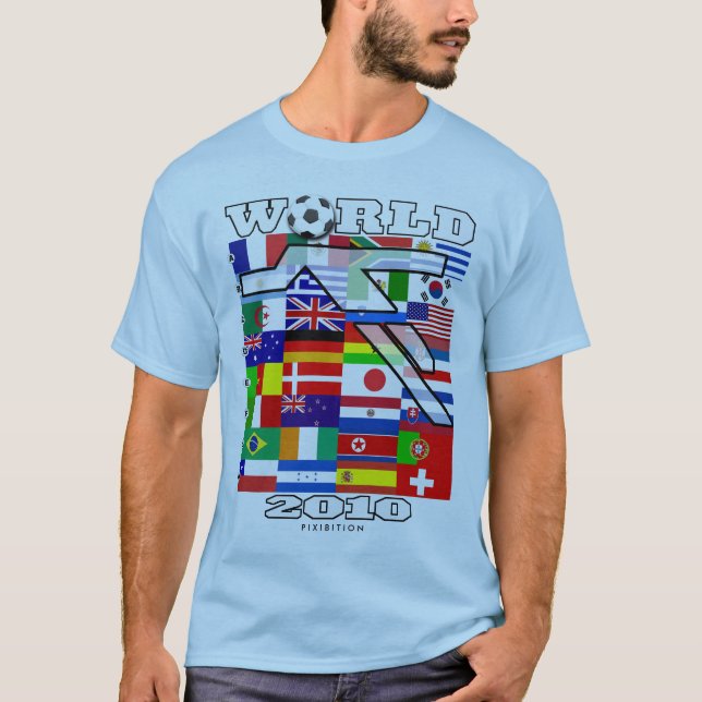 World Cup 2010 Football Head Blue T-Shirt (Front)