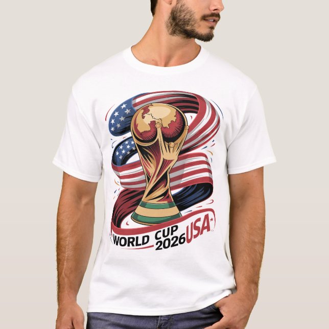 World Cup 2026 USA Flag T-Shirt, Soccer FIFA Tee (Front)