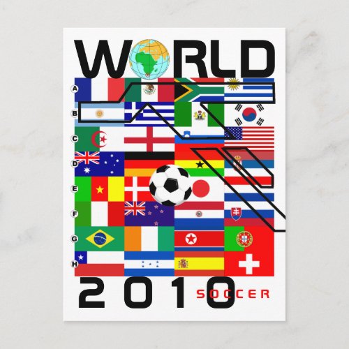World Cup Soccer 2010 All Team Flags Postcard