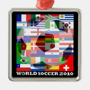World Cup Soccer 2010 Flags Ornament Square