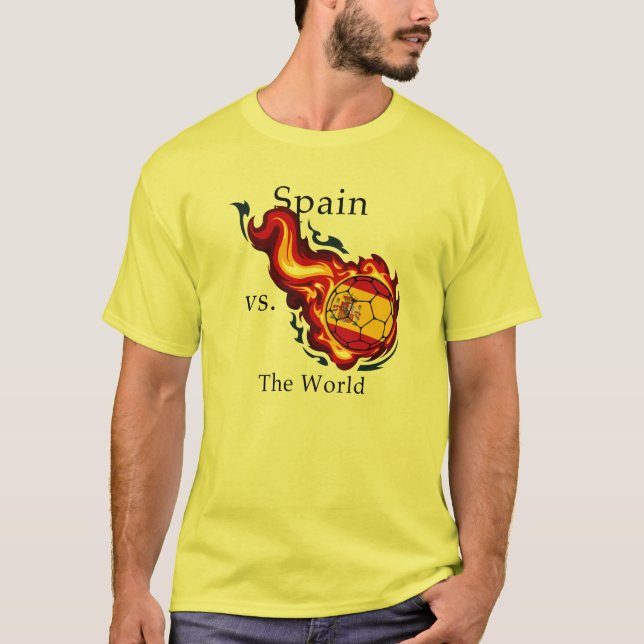 World Cup - Spain vs. The World Flaming Football T-Shirt (Front)