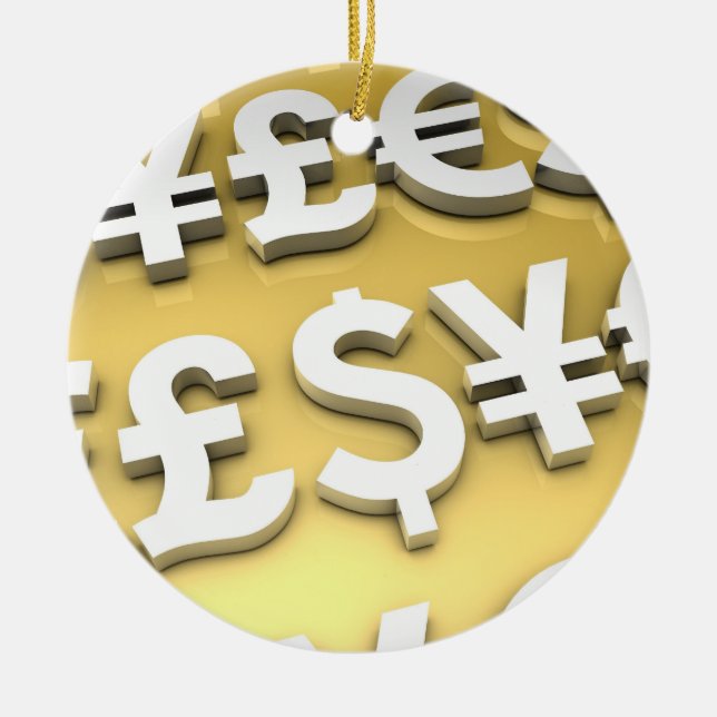 World Currencies Gold International Finance Wealth Ceramic Ornament (Front)