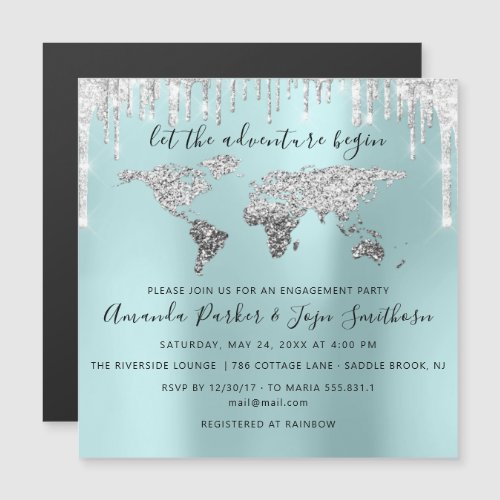 World Destination Map Globe Bridal Wedding Magnetic Invitation