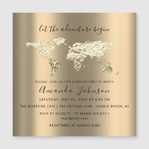 World Destination Map Graduate Bridal Wedding Magnetic Invitation