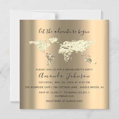 World Destination Map  Graduate Bridal Wedding Magnetic Invitation