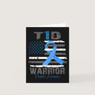 World Diabetes Awareness Blue Ribbon T1D Warrior T Card