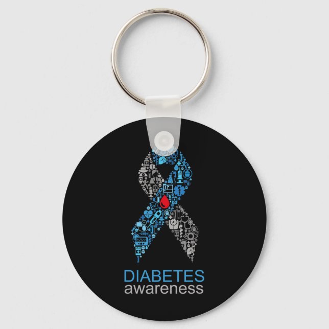World Diabetes Day Diabetes Awareness Ribbon  Keychain (Front)