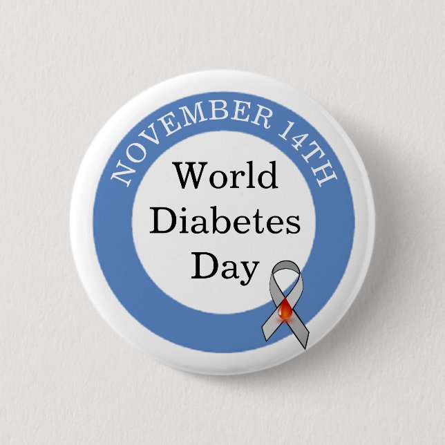 World Diabetes Day November 14th Awareness Button (Front)