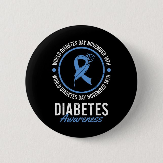 World Diabetes Day November Disease Awareness Insu Button (Front)