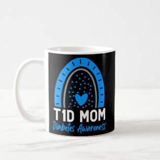 World Diabetes Day T1D Type 1 Diabetes Mom Rainbow Coffee Mug
