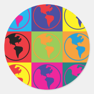 World Domination Pop Art Classic Round Sticker