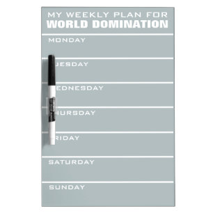 World Domination Weekly Plan custom Dry Erase Board