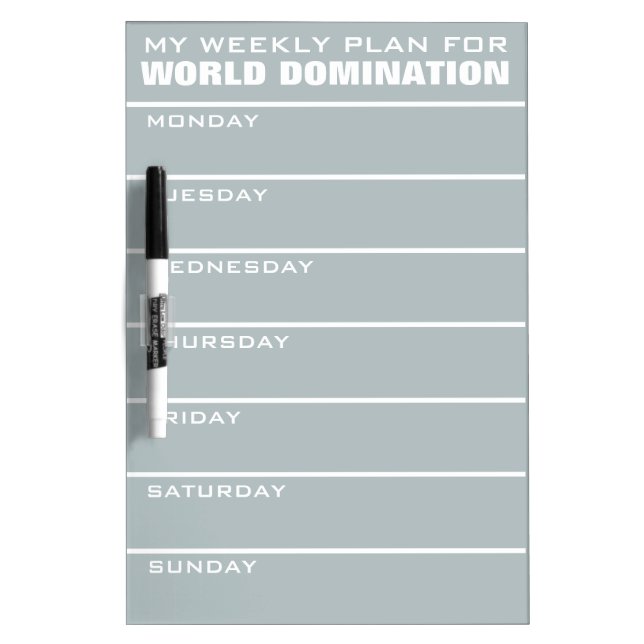 World Domination Weekly Plan custom Dry Erase Board (Front)
