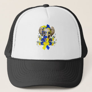 World Down Syndrome Awareness 2022 Elephant Blue Trucker Hat