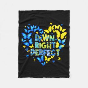 World down syndrome awareness butterfly down right fleece blanket