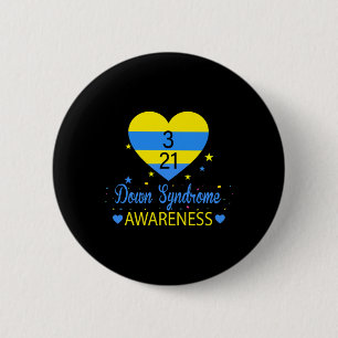 World Down Syndrome Awareness March 21 Yellow Blue Button