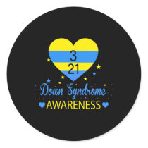 World Down Syndrome Awareness March 21 Yellow Blue Classic Round Sticker