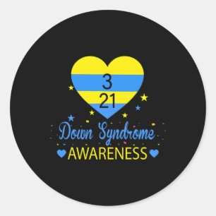 World Down Syndrome Awareness March 21 Yellow Blue Classic Round Sticker