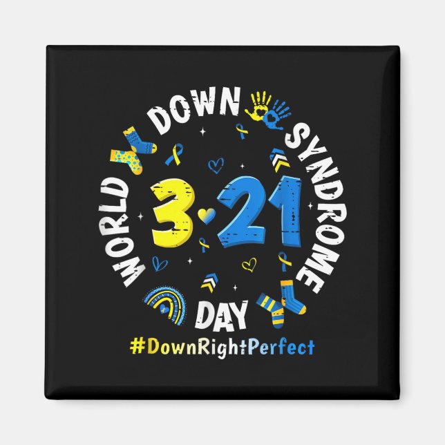 World Down Syndrome Day 3 21 Awareness Rainbow Magnet (Front)