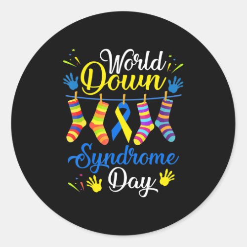 World Down Syndrome Day Awareness Socks  21 March  Classic Round Sticker