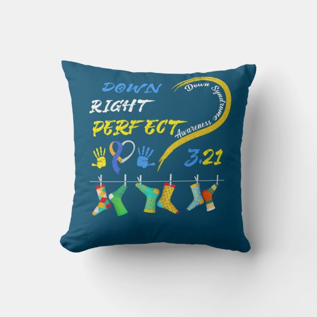 World Down Syndrome Day Awareness Socks 21 March Throw Pillow (Front)