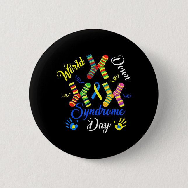 World Down Syndrome Day Awareness Socks Down Right Button (Front)