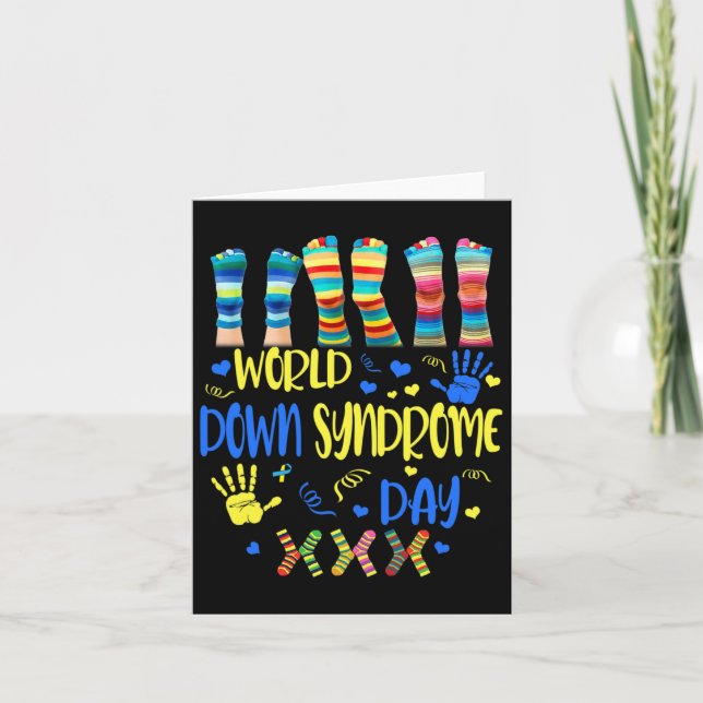 World Down Syndrome Day Awareness Socks Down Right Card (Front)