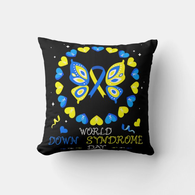 World Down Syndrome Day Awareness Socks Down Right Throw Pillow (Front)