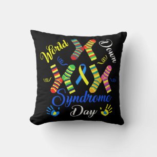 World Down Syndrome Day Awareness Socks Down Right Throw Pillow