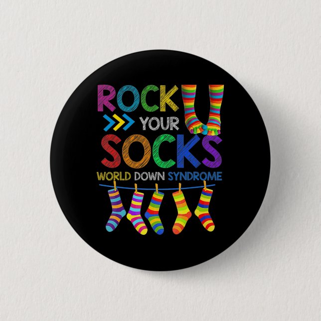 World Down Syndrome Day  Rock Your Socks Awareness Button (Front)